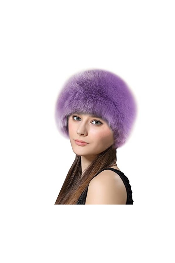 Lifup Femme Chapka en Fausse Fourrure, Toque de Style Russe, Chapeau Hiver Violet
