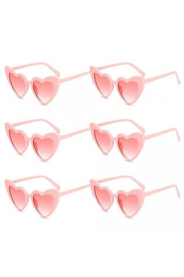 TAFACE 6pcs Lunettes De Soleil Coeur Rose, Lunettes De Soleil Vintage à La Mode, Lunettes De Soleil Coeur, Protection Uv, Lun