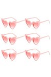 TAFACE 6pcs Lunettes De Soleil Coeur Rose, Lunettes De Soleil Vintage à La Mode, Lunettes De Soleil Coeur, Protection Uv, Lun
