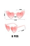 TAFACE 6pcs Lunettes De Soleil Coeur Rose, Lunettes De Soleil Vintage à La Mode, Lunettes De Soleil Coeur, Protection Uv, Lun