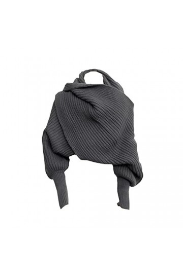 Bigood Echarpe Châle Femme Crochet Coton Foulard Pashmina Pull à Manches Longues Beige