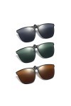 3 paires de lunettes de soleil polarisées à clipser avec clip en métal sans monture Lunettes de soleil protection UV Anti-ébl