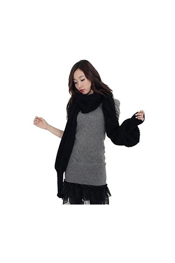 Bigood Echarpe Châle Femme Crochet Coton Foulard Pashmina Pull à Manches Longues Beige