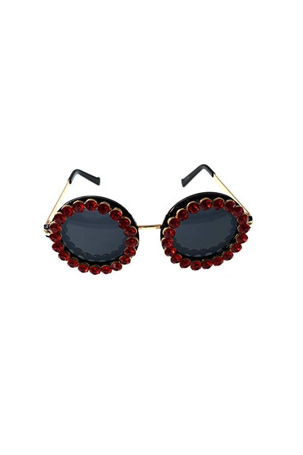 MIKASA Dingziyue Lunettes de Soleil en Cristal pour Femme Forme Ronde Protection UV pour Conduire Voyage Plage dété a