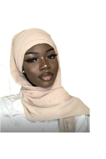 Hijab à enfiler, voile pour femme musulman et 1 cintre + 1 épingle couleur aléatoire Beige 