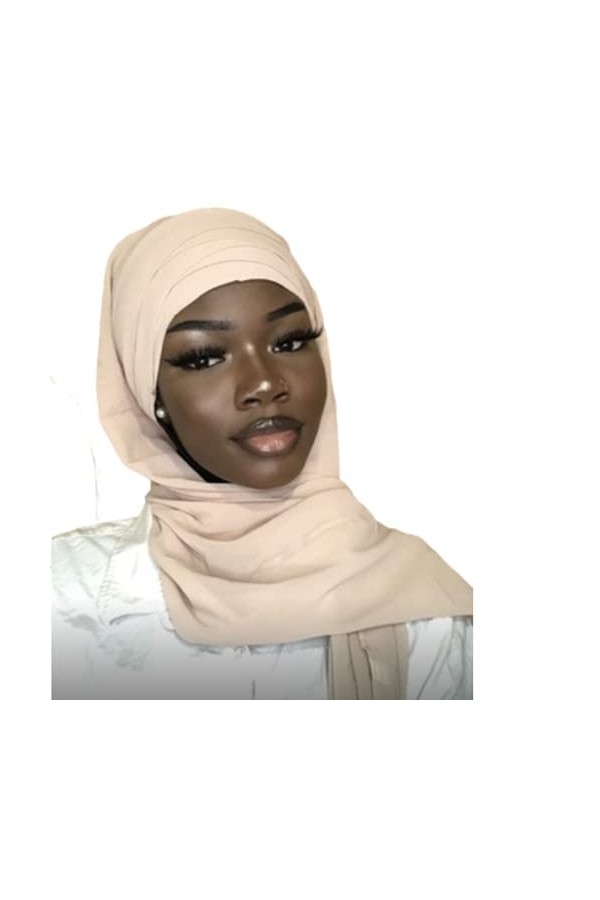 Hijab à enfiler, voile pour femme musulman et 1 cintre + 1 épingle couleur aléatoire Beige 