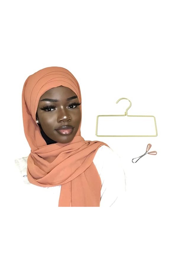 Hijab à enfiler, voile pour femme musulman et 1 cintre + 1 épingle couleur aléatoire Beige