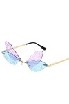 Dorjuli Lunettes de soleil vintage pour femme - Motif papillon - Verres teintés - Style hippie - Lunettes de soleil - Lunette