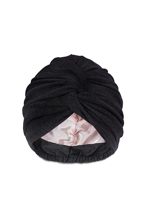 Hat Hut Turban en satin pour femme - Bonnet de sommeil en satin pour cheveux bouclés - Réglable - Turban torsadé, Vert, taill