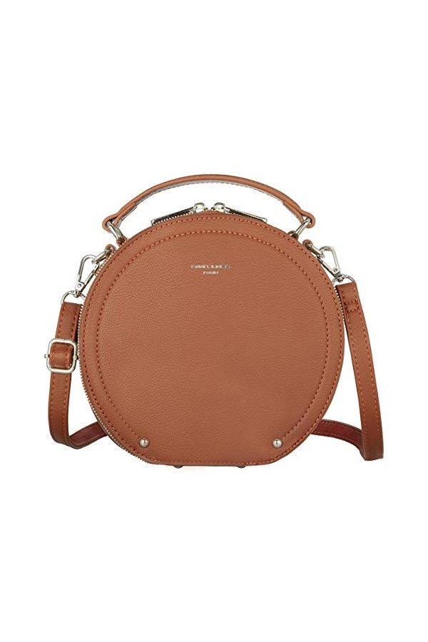 David Jones - Sac à Main Bandoulière Rond Femme - Porté Epaule Cuir PU Rigide - Besace avec Poignée Pochette Porté Croisé Tra