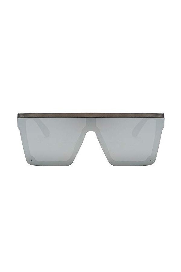 ERIOG Lunettes de Soleil Lunettes De Soleil Carrées Surdimensionnées Hommes Femmes Flat Top Fashion One Piece Lens Lunettes D