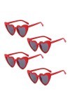 MIVAIUN 4 Paires Lunettes de Soleil Coeur, Lunettes de Fête, Lunettes Vintage Coeur, Vintage Lunettes Oeil de Chat, Rouge, UV