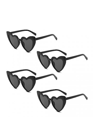 MIVAIUN 4 Paires Lunettes de Soleil Coeur, Vintage Lunettes Oeil de Chat, Lunettes de Fête Rétro, Lunettes Vintage Coeur, Noi