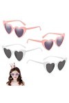 MIVAIUN 4 pcs lunettes soleil en forme cœur, lunettes damour vintage mode œil de chat rétro soleil forme de cœur fantaisie c