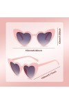 MIVAIUN 4 pcs lunettes soleil en forme cœur, lunettes damour vintage mode œil de chat rétro soleil forme de cœur fantaisie c