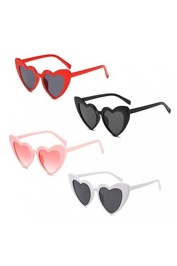 MIVAIUN 4 Paires Lunette Coeur Vintage, Vintage Lunettes Oeil de Chat, Lunettes de Soleil Homme, Lunettes de Fête, Accessoire