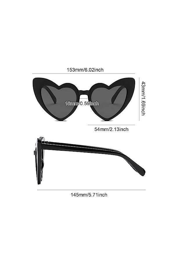 MIVAIUN 4 Paires Lunette Coeur Vintage, Vintage Lunettes Oeil de Chat, Lunettes de Soleil Homme, Lunettes de Fête, Accessoire