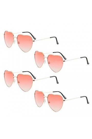 MIVAIUN 4 Paires Lunettes de Soleil en Forme de Coeur, Lunettes de Soleil Rétro, Lunettes Coeur Hippie Lunettes, Lunettes de 