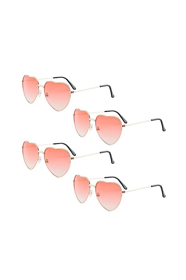 MIVAIUN 4 Paires Lunettes de Soleil en Forme de Coeur, Lunettes de Soleil Rétro, Lunettes Coeur Hippie Lunettes, Lunettes de 