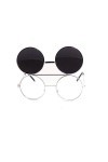 Générique lunettes de soleil rondes flip up relevable verres miroir hommes femmes steampunk monture argent verres miroir 