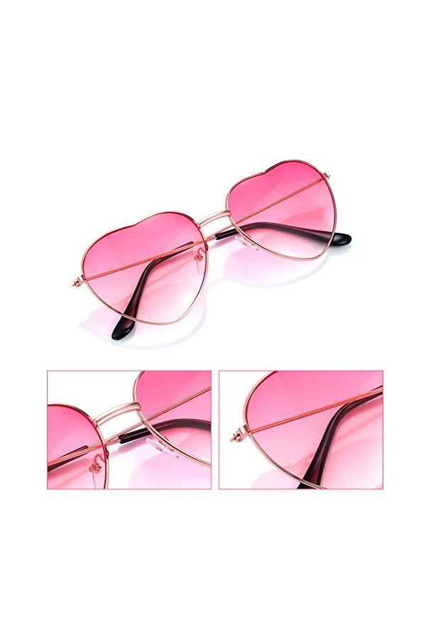 QincLing Lot de 3 paires de lunettes de soleil hippie rétro vintage lunettes de soleil cœur rouge costume lunettes de soleil 
