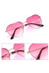 QincLing Lot de 3 paires de lunettes de soleil hippie rétro vintage lunettes de soleil cœur rouge costume lunettes de soleil 