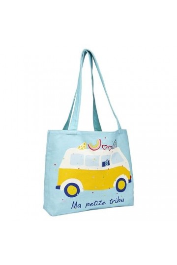 Draeger - Tote Bag Ma petite tribu - Léger, Résistant et Ultra-Souple - Intérieur Spacieux - Tote Bag Coton 100% - Bandoulièr