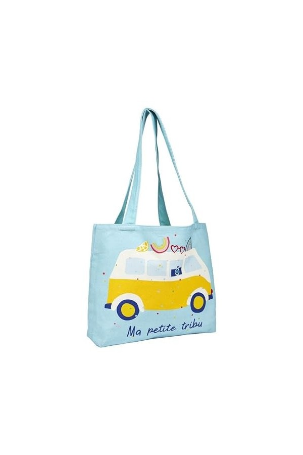 Draeger - Tote Bag Ma petite tribu - Léger, Résistant et Ultra-Souple - Intérieur Spacieux - Tote Bag Coton 100% - Bandoulièr