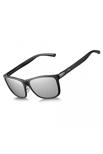 Coloseaya Lunettes De Soleil Homme Polarisé Cadre aluminium magnésium Super Léger UV400 Lunettes de sport Bleu Couleur oran