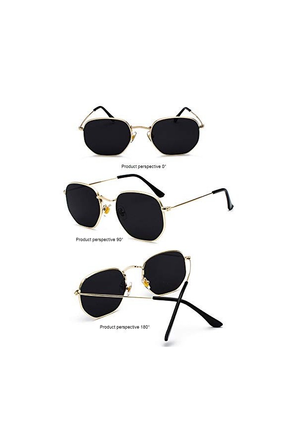 ERIOG Lunettes de Soleil Lunettes De Soleil Carrées Hommes Hexagone Lunettes De Soleil Mannen Femmes Monture en Métal Lunette