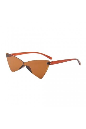 Lunettes de Soleil Triangle Siamois Oeil de Chat Femmes Lunettes de Soleil Miroir Noeud Papillon Lunettes Bonbons,Marron,Tail