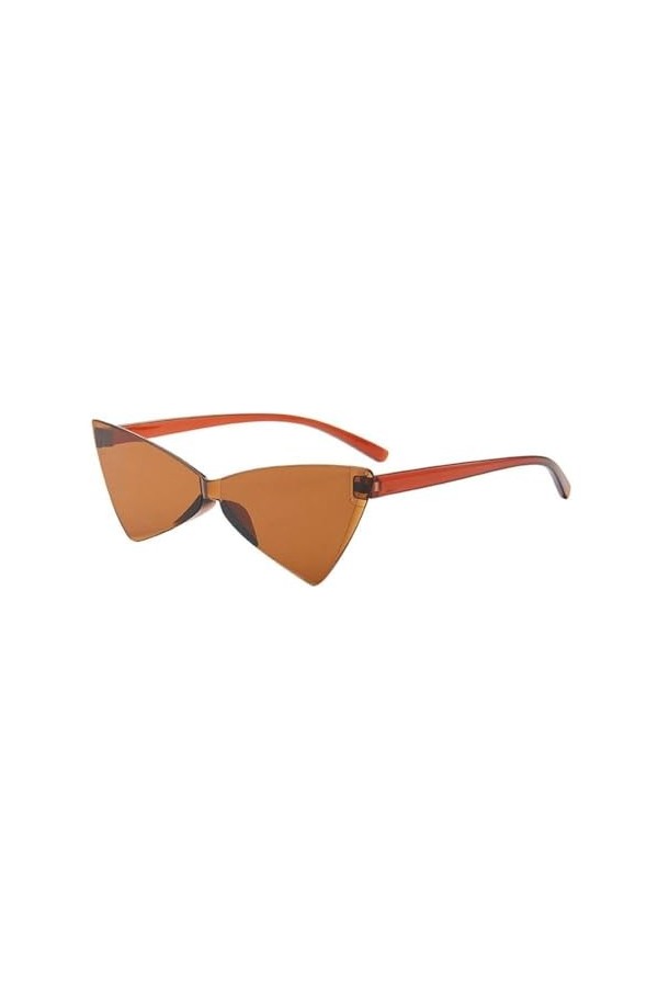 Lunettes de Soleil Triangle Siamois Oeil de Chat Femmes Lunettes de Soleil Miroir Noeud Papillon Lunettes Bonbons,Marron,Tail