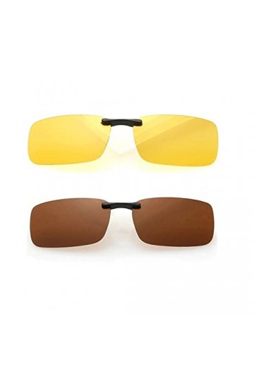 Lot de 2 lunettes de soleil polarisées à clipser sur des lunettes de vue, anti-reflets UV400, fonction rabattable pour hommes