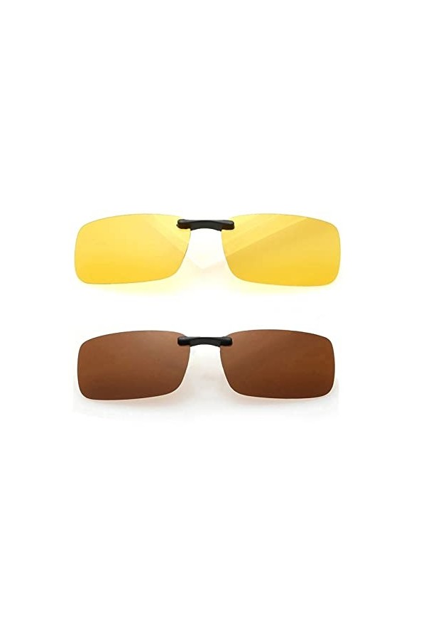 Lot de 2 lunettes de soleil polarisées à clipser sur des lunettes de vue, anti-reflets UV400, fonction rabattable pour hommes