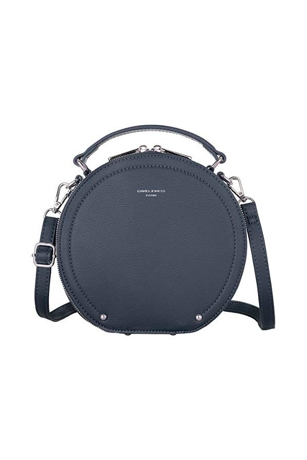 David Jones - Sac à Main Bandoulière Rond Femme - Porté Epaule Cuir PU Rigide - Besace avec Poignée Pochette Porté Croisé Tra