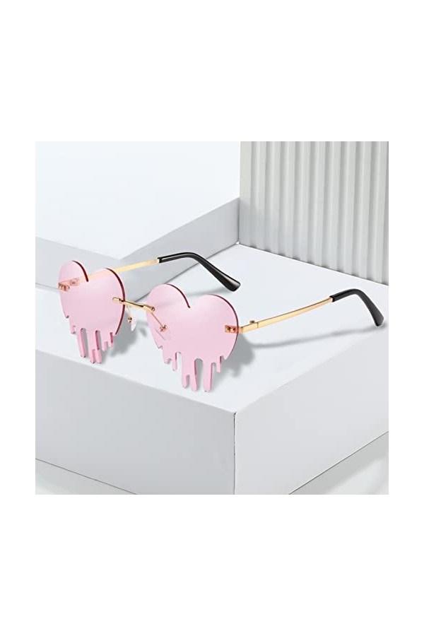 Dorjuli Lunettes de soleil pour femme - Mode surdimensionnée - Lunettes de soleil sans bord - Style hippie - Couleurs hippie 