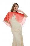 Keivvsh Châle en mousseline de soie pour femme pour robe de soirée capes de mariage, corail, taille unique