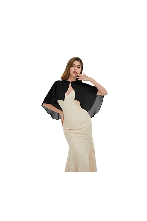 Keivvsh Châle en mousseline de soie pour femme pour robe de soirée capes de mariage, corail, taille unique