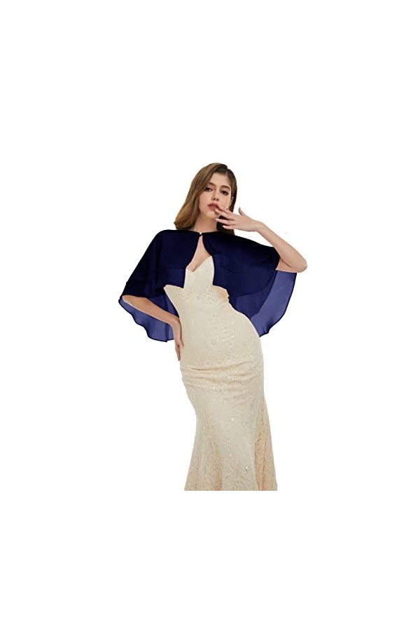 Keivvsh Châle en mousseline de soie pour femme pour robe de soirée capes de mariage, corail, taille unique