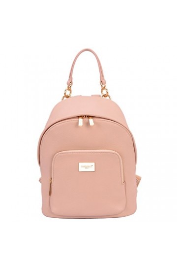 David Jones - Petit Sac à Dos Femme - Sac à Main Porté Epaule Fille Cuir PU - Mini Cartable Ville Poignée Poche Fermeture Ecl