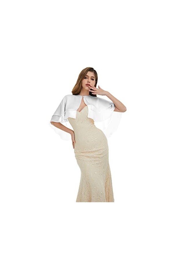 Keivvsh Châle en mousseline de soie pour femme pour robe de soirée capes de mariage, corail, taille unique