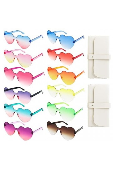 Veiteibe 12PCS de Lunettes de Soleil en Forme de Cœur,Lunettes de Fête Transparentes en Forme de Cœur,Lunettes en Forme de Cœ