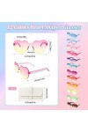 Veiteibe 12PCS de Lunettes de Soleil en Forme de Cœur,Lunettes de Fête Transparentes en Forme de Cœur,Lunettes en Forme de Cœ