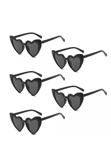 SKHAOVS Lot de 5 lunettes de soleil vintage en forme de cœur pour femme, lunettes de soleil tendance œil de chat rétro pour f