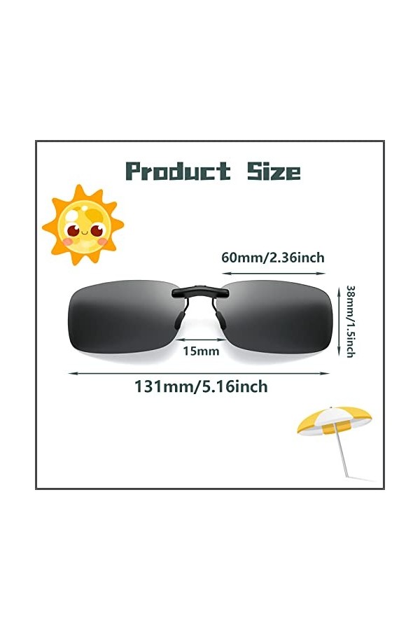 Mikqky 4 Pièces Clip Solaire pour Lunettes De Vue, Lunettes de Soleil, Lunettes Polarisant, 4 Couleurs, Hommes et Femmes