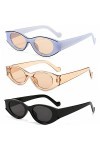 Kiwochy Lot de 3 lunettes de soleil vintage ovales pour femme - Lunettes de soleil rétro - Lunettes de soleil de sport - UV40