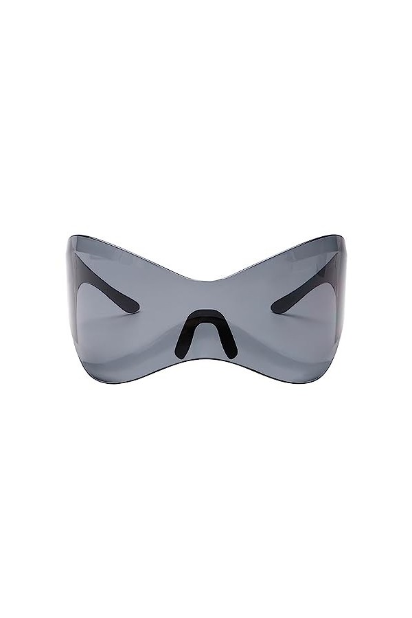 MayDONG Lunettes de soleil bouclier futuriste UV400 surdimensionné enveloppant une pièce accessoire de mode pour homme et fem
