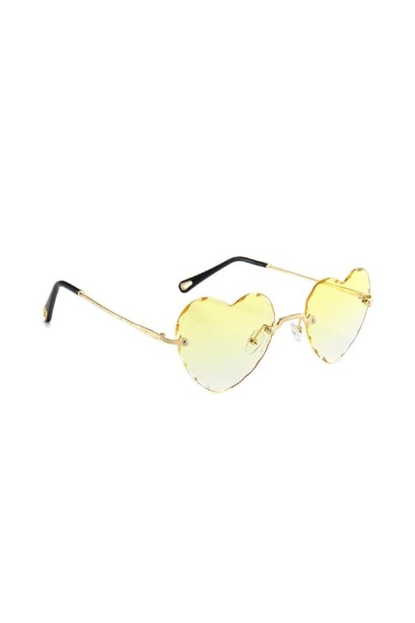 LIUTIAOP Lunettes de soleil en forme de cœur pour femmes lunettes de soleil sans monture coeur lunettes de soleil coeur lunet