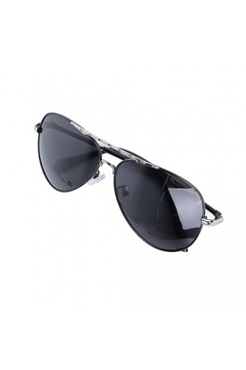 Astibym Lunettes de Soleil Décontractées Monture Argentée Noire Légère Filtre la Forte Lumière du Soleil Lunettes Grises Noir