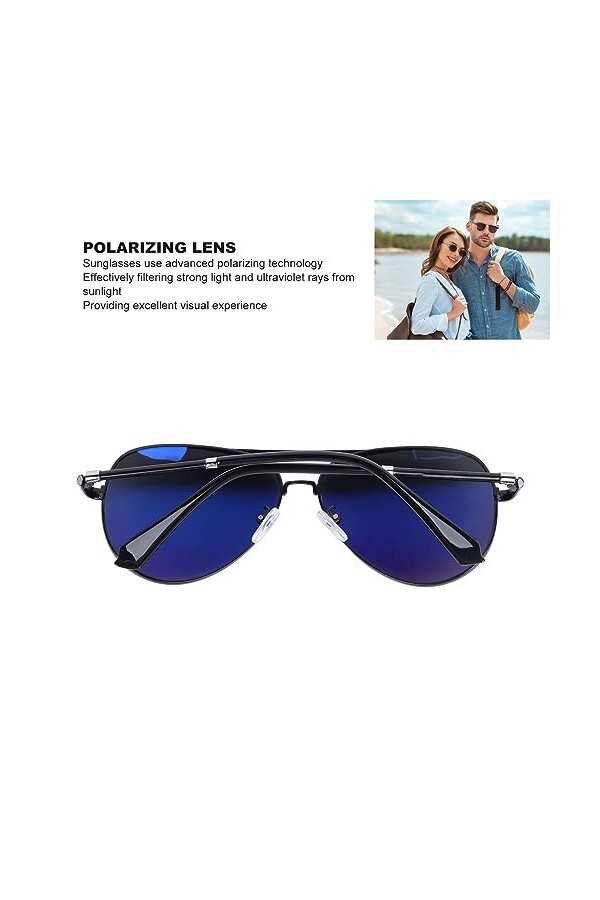 Astibym Lunettes de Soleil Décontractées Monture Argentée Noire Légère Filtre la Forte Lumière du Soleil Lunettes Grises Noir